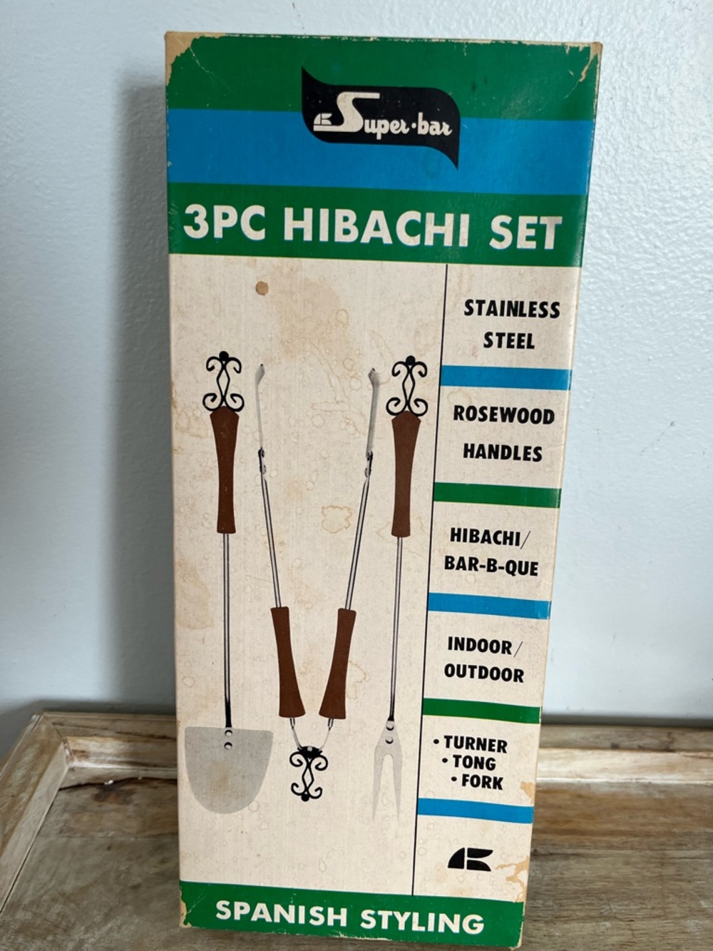 Vintage 3 Piece Hibachi Set Spanish Styling Stainless Steel